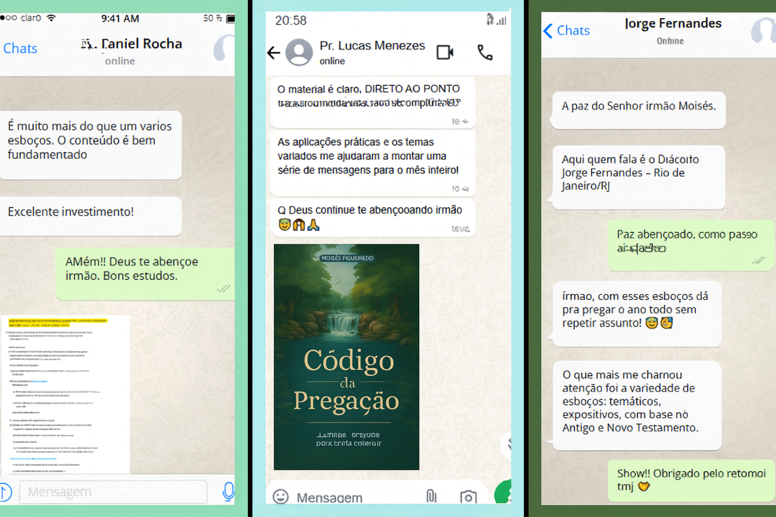 Depoimentos de alunos satisfeitos - Conversas WhatsApp